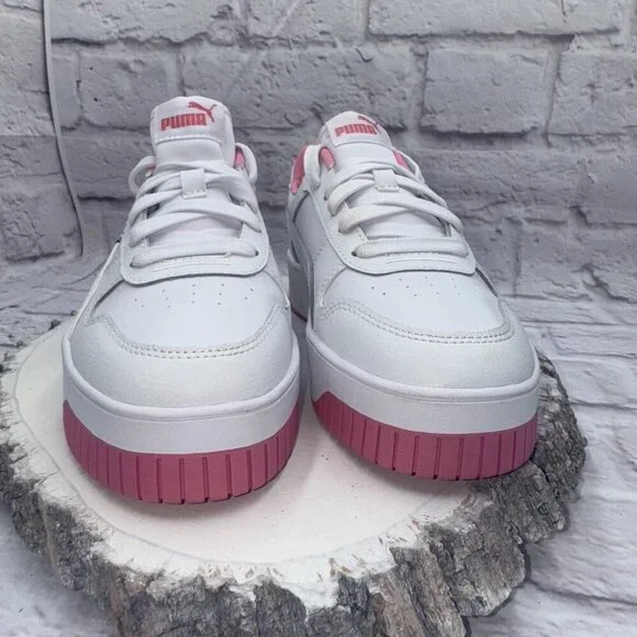 PUMA Womens Carina Street Floral Lace Up Sneakers Shoes Casual White Pink Sz 5 - Picture 3 of 14